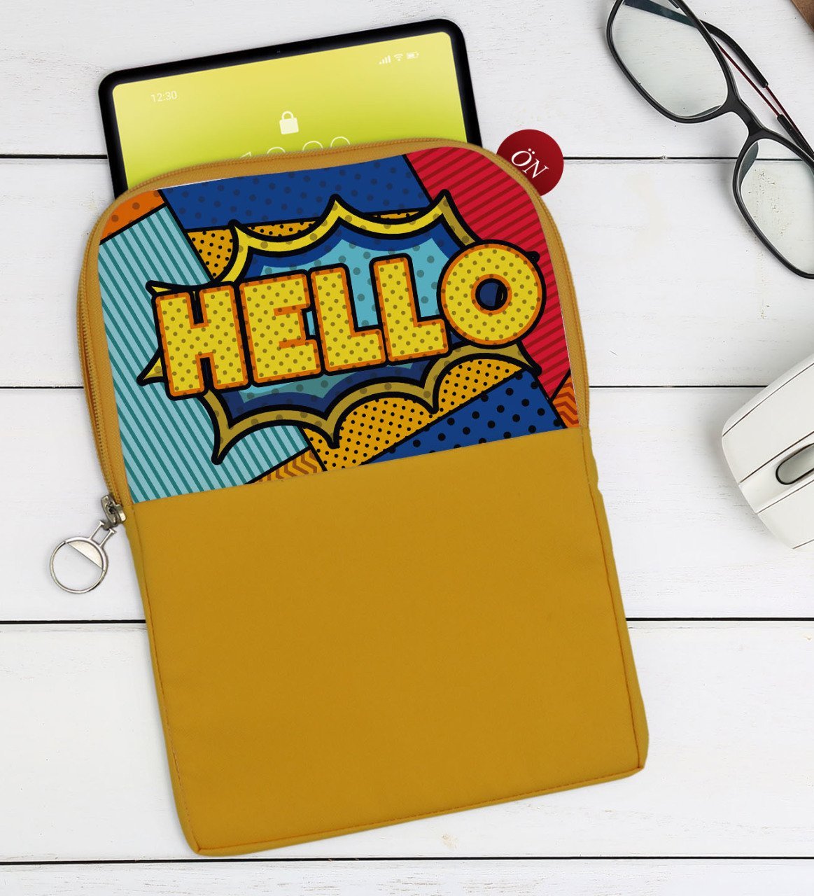 BK Gift Pop Art Tasarımlı Taşınabilir Koruyucu Tablet Kılıfı & Organizer Çanta - Sarı-16