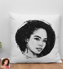 BK Gift Kişiye Özel Karakalem Beyaz Yastık, Karakalem Kupa, Arkadaşa Hediye, Sevgiliye Hediye, Ev Hediyesi-2