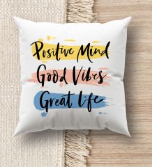 BK Gift Hayat Mottosu Tasarımlı Beyaz Kırlent Yastık, Ev Hediyesi, Ev Dekorasyonu, Dekoratif Hediye-4