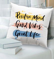 BK Gift Hayat Mottosu Tasarımlı Beyaz Kırlent Yastık, Ev Hediyesi, Ev Dekorasyonu, Dekoratif Hediye-4
