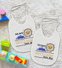BK Kids Kişiye Özel Hala ve Teyze Tasarımlı 2’li Beyaz Mama Önlüğü-1
