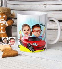 Kişiye Özel Kardeşler Karikatürlü Beyaz Kupa Bardak - 1