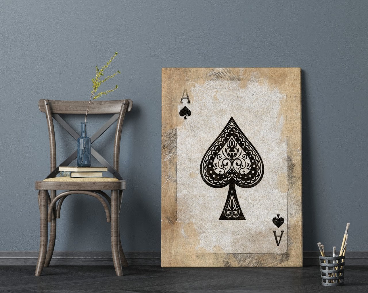 BK Home İskambil Maça As Tasarımlı Kanvas Tablo 70x100cm-1