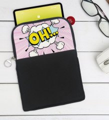 BK Gift Pop Art Tasarımlı Taşınabilir Koruyucu Tablet Kılıfı & Organizer Çanta - Siyah-1
