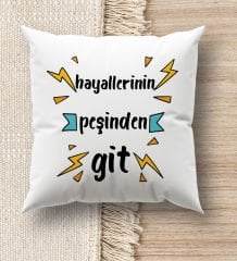 BK Gift Hayat Mottosu Tasarımlı Beyaz Kırlent Yastık, Ev Hediyesi, Ev Dekorasyonu, Dekoratif Hediye-5