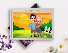 BK Gift Kişiye Özel Sevgililer Karikatürlü 1000 Parça Profesyonel Puzzle-25