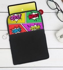 BK Gift Pop Art Tasarımlı Taşınabilir Koruyucu Tablet Kılıfı & Organizer Çanta - Siyah-2