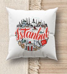 BK Gift İstanbul Tasarımlı Beyaz Kırlent Yastık, Ev Hediyesi, Ev Dekorasyonu, Dekoratif Hediye-1