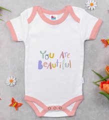 BK Kids You Are Beatiful Tasarımlı Pembe Bebek Body Zıbın-1