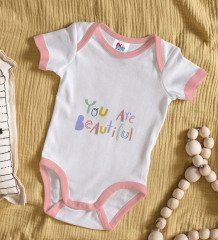 BK Kids You Are Beatiful Tasarımlı Pembe Bebek Body Zıbın-1