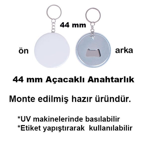Uv Baskı İçin 44 mm Açacaklı Anahtarlık (50 adet)