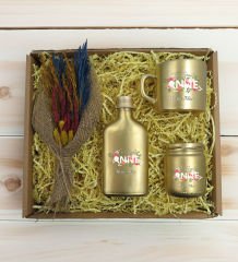 BK Gift Kişiye Özel İsimli DTF Anne Temalı Gold Kahve Fincanı & Kolonya & Mum & El Yapımı Kuru Çiçek Buketi Hediye Seti-1, Anneye Hediye, Anneler Günü Hediyesi