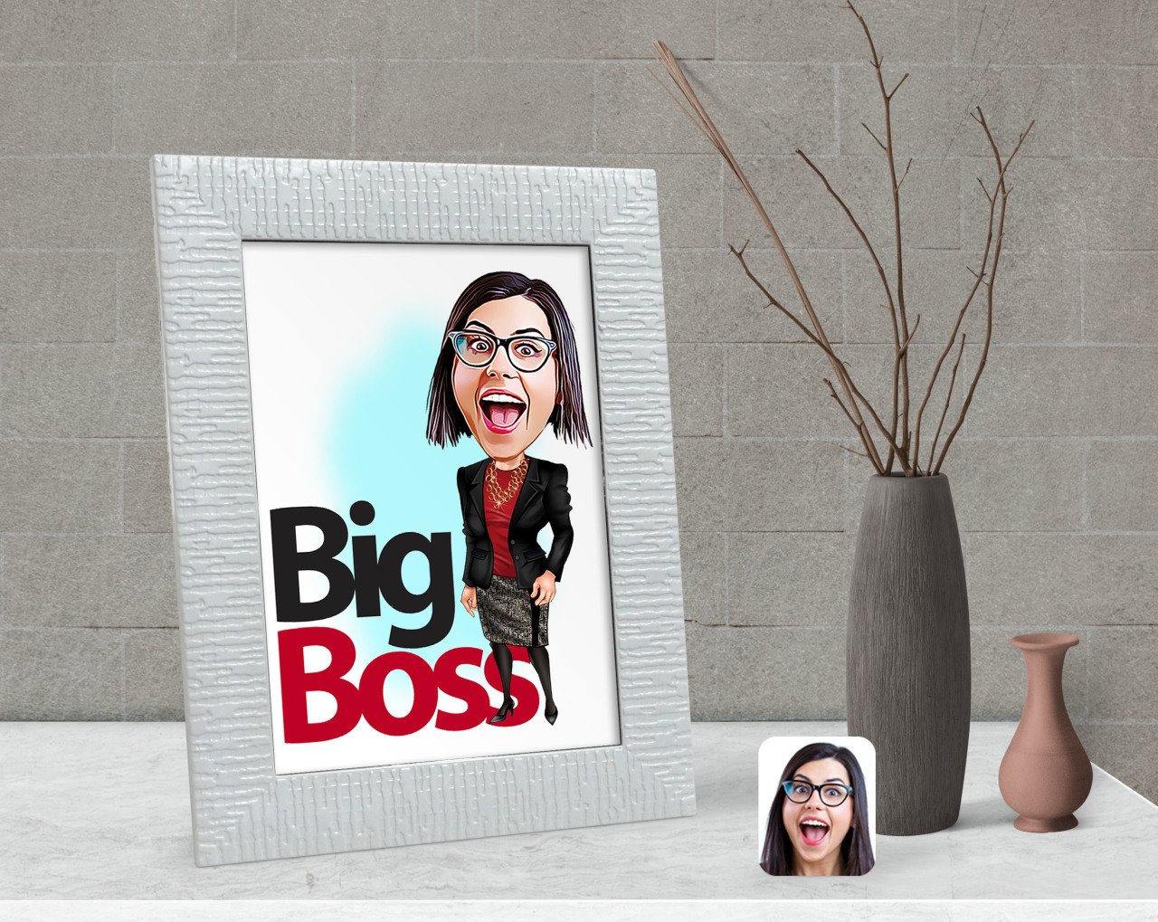 Kişiye Özel Kadın Big Boss Karikatürlü Dekoratif Çerçeve-2