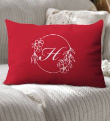 BK Gift Kişiye Özel Harfli Premium Kumaş Kırmızı Dikdörtgen Yastık Kılıfı-5 (SADECE YASTIK KILIFI), Ev Dekorasyonu