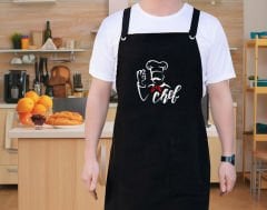BK Gift Profesyonel Siyah Mutfak Önlüğü, Aşçı Önlüğü, Şef Önlüğü, Ev Hediyesi, Arkadaşa Hediye-1