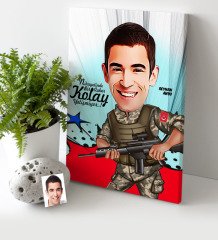 Kişiye Özel Asker Karikatür Kanvas Tablo (30 x 50 cm.) 1