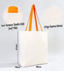 BK Gift I Love Amsterdam Turuncu Renkli Kulp Kanvas Plaj Çantası 48x40m, Baskılı Omuz Çantası, Alışveriş Çantası