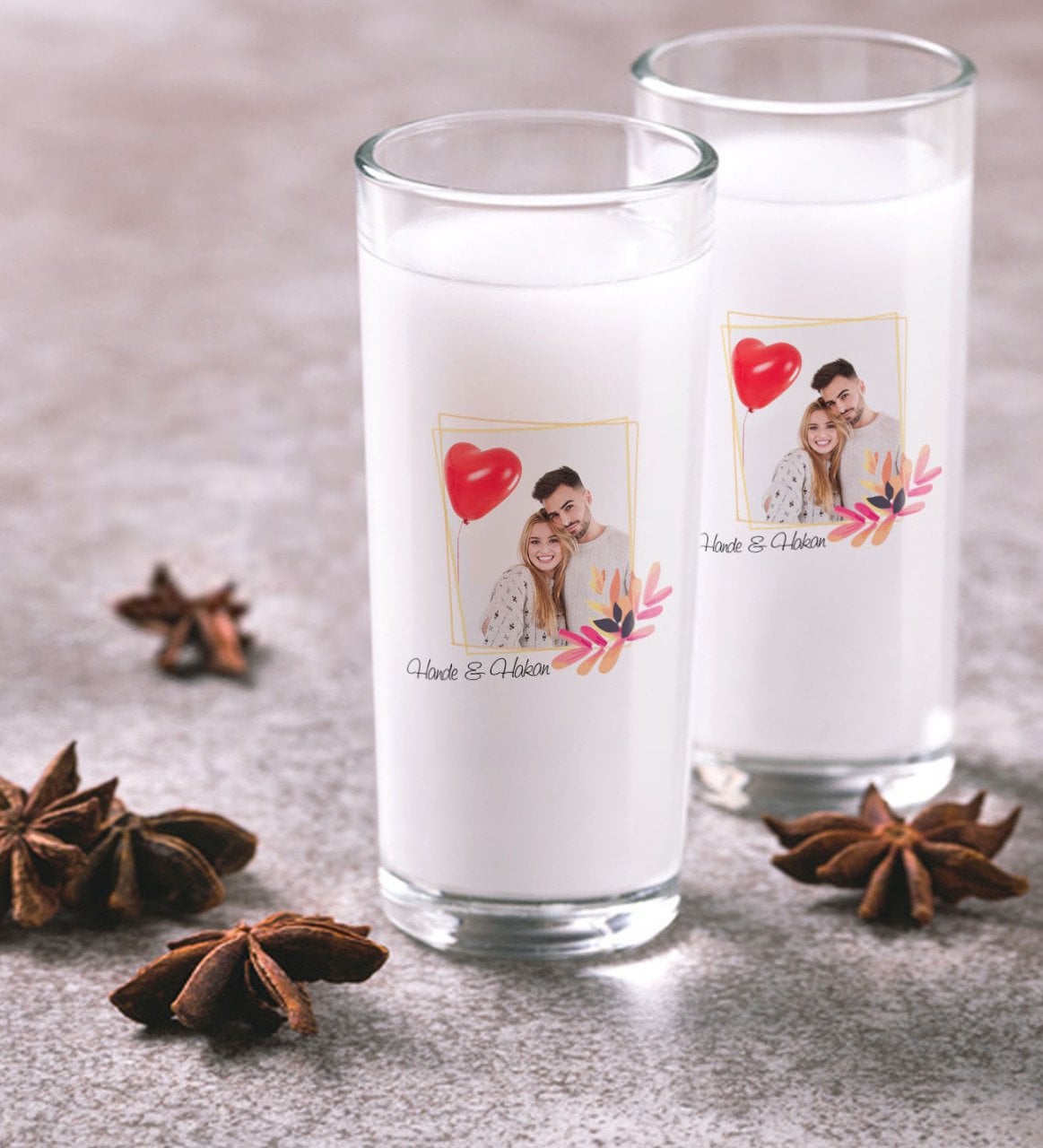 Kişiye Özel Renkli Baskılı İsimli Fotoğraflı İkili Rakı Bardağı Seti-29