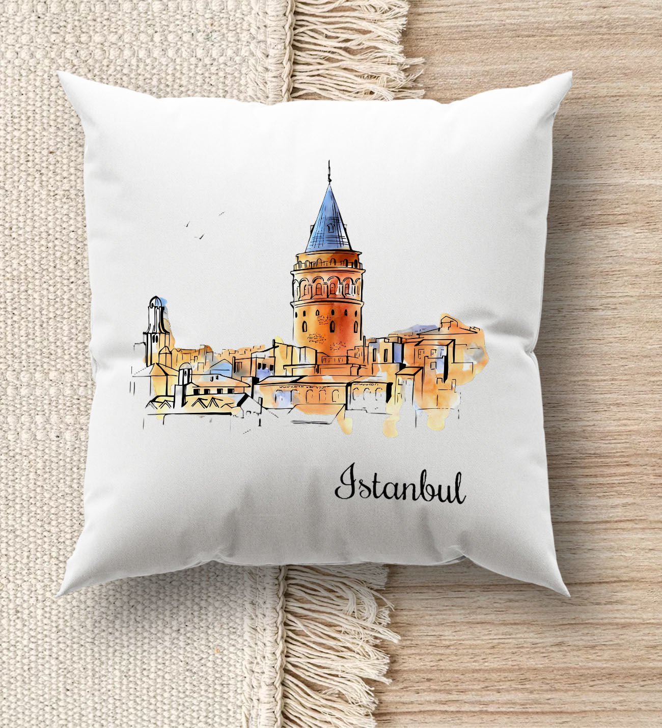 BK Gift İstanbul Tasarımlı Beyaz Kırlent Yastık, Ev Hediyesi, Ev Dekorasyonu, Dekoratif Hediye-4