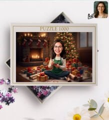 BK Gift Kişiye Özel Kadın Yılbaşı Karikatür Tasarımlı 1000 Parça Profesyonel Puzzle-3, 1000 Puzzle, Yeni Yıl Hediyesi, Yılbaşı Hediyesi