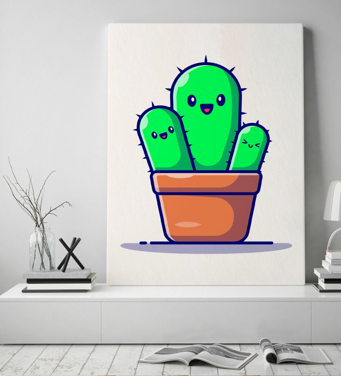 BK Gift Kaktüs Tasarımlı Kanvas Tablo 50x70cm-3