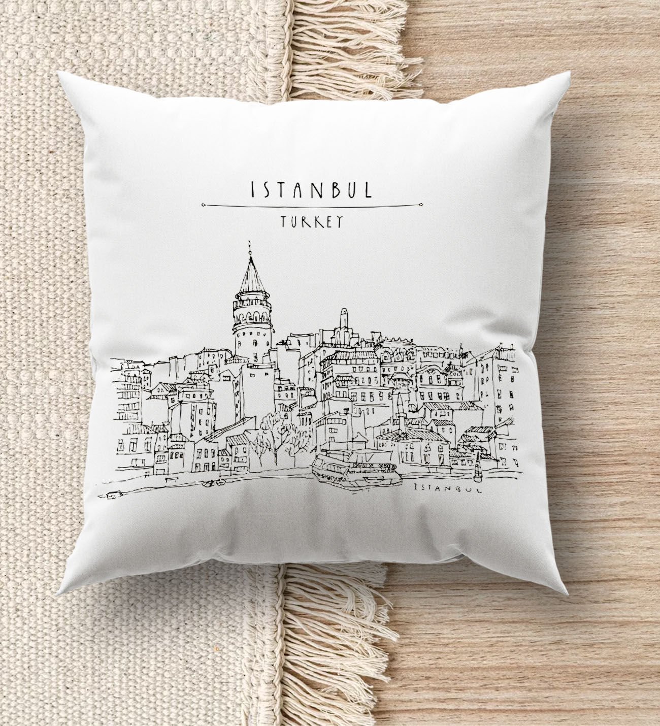 BK Gift İstanbul Tasarımlı Beyaz Kırlent Yastık, Ev Hediyesi, Ev Dekorasyonu, Dekoratif Hediye-5