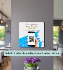 BK Gift İşletmelere Özel MDF Ahşap Google Puanlama Tabelası(30x30cm)