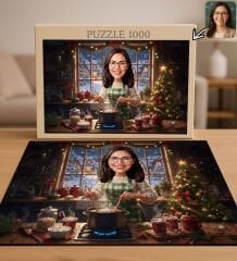 BK Gift Kişiye Özel Kadın Yılbaşı Karikatür Tasarımlı 1000 Parça Profesyonel Puzzle-4, 1000 Puzzle, Yeni Yıl Hediyesi, Yılbaşı Hediyesi