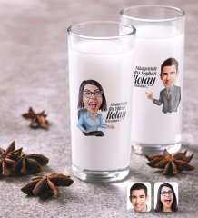 Kişiye Özel Erkek ve Bayan Kolay Yetişmiyor Karikatürlü İkili Rakı Bardağı Seti-2
