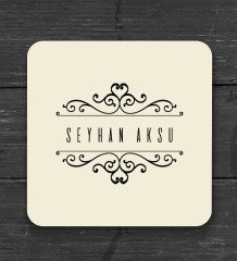 BK Gift Kişiye Özel Ahşap Bardak Altlığı ve 6’lı Granit Viski Taşı Hediye Seti - Model 19