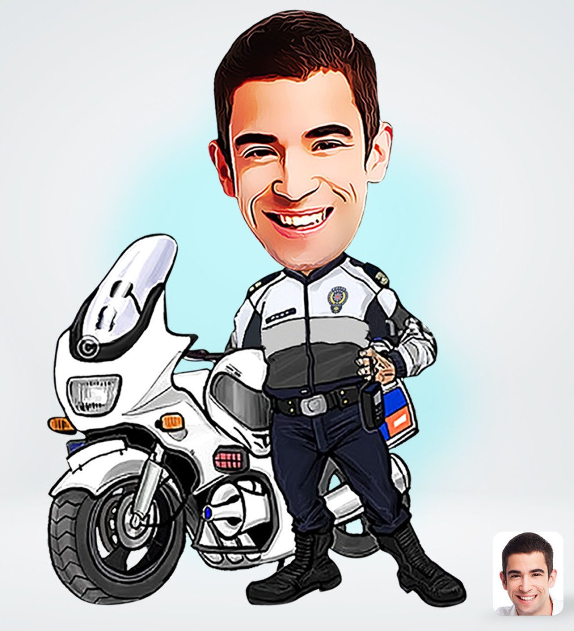 Kişiye Özel Erkek Yunus Polisi Tasarımlı Dijital Karikatür-1
