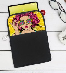 BK Gift Pop Art Tasarımlı Taşınabilir Koruyucu Tablet Kılıfı & Organizer Çanta - Siyah-7