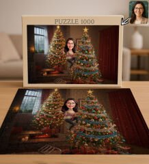 BK Gift Kişiye Özel Kadın Yılbaşı Karikatür Tasarımlı 1000 Parça Profesyonel Puzzle-6, 1000 Puzzle, Yeni Yıl Hediyesi, Yılbaşı Hediyesi