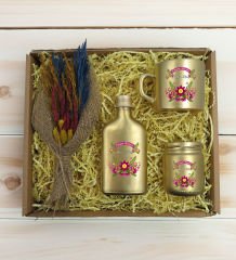 BK Gift Kişiye Özel İsimli DTF Anne Temalı Gold Kahve Fincanı & Kolonya & Mum & El Yapımı Kuru Çiçek Buketi Hediye Seti-6, Anneye Hediye, Anneler Günü Hediyesi