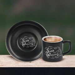 BK Gift Kişiye Özel İsimli Siyah Renk Türk Kahvesi Fincanı-6, Arkadaşa Hediye, Sevgiliye Hediye, Yıl Dönümü Hediyesi