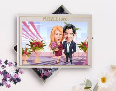 BK Gift Kişiye Özel Sevgililer Karikatürlü 1000 Parça Profesyonel Puzzle-27