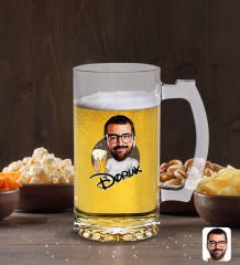 Kişiye Özel Erkek Karikatürlü Buzlu Cam Bira Bardağı 50cl-51