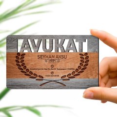 Kişiye Özel Mesleki Avukat Ahşap Kartvizit (Model 1) 50 ADET