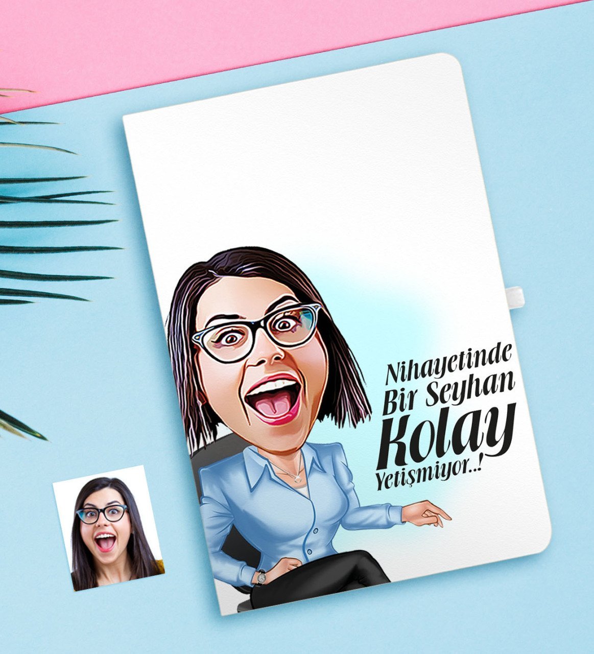 Kişiye Özel Bayan Kolay Yetişmiyor Karikatürlü Beyaz Defter-2
