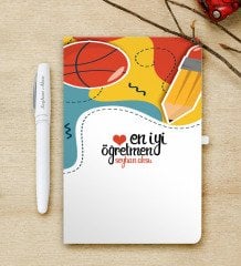Kişiye Özel En İyi Öğretmen Beyaz Defter ve Kalem Hediye Seti-5