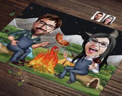 BK Gift Kişiye Özel Sevgililer Karikatürlü 1000 Parça Profesyonel Puzzle-28