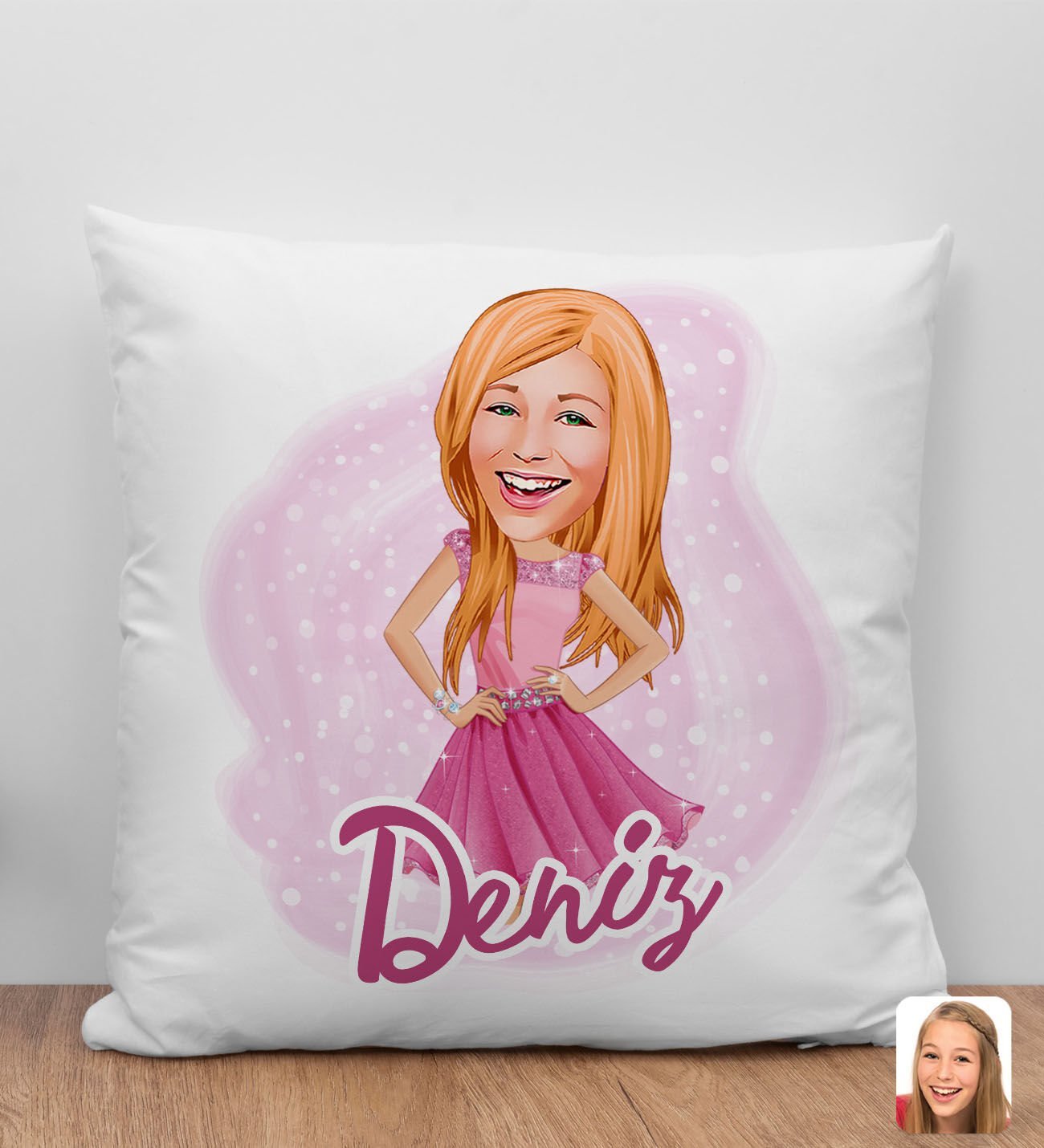 Bk Gift Kişiye Özel Barbie Karikatürlü Beyaz Yastık-1, Barbie Filmi, Barbie Hediyelik Eşya, Arkadaşa Hediye