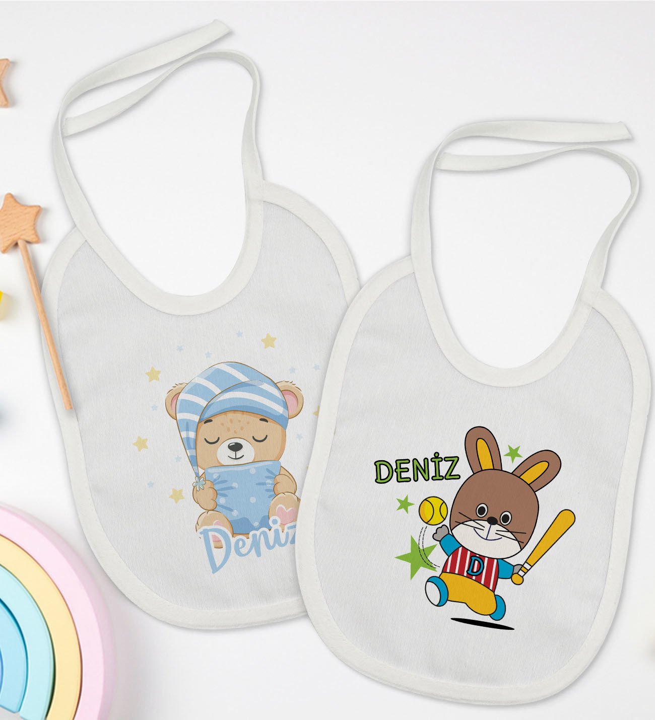 BK Kids Kişiye Özel İsimli 2’li Beyaz Mama Önlüğü-3