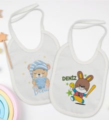 BK Kids Kişiye Özel İsimli 2’li Beyaz Mama Önlüğü-3