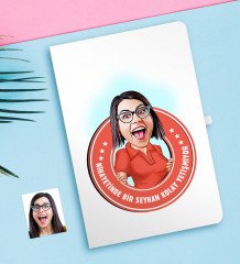 Kişiye Özel Bayan Kolay Yetişmiyor Karikatürlü Beyaz Defter-3