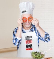 Kişiye Özel Dünyanın En Yakışıklı Babası Erkek Mutfak Önlüğü ve Aşçı Şapkası Seti-2