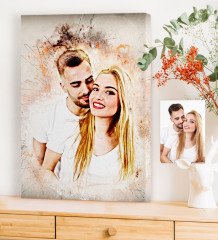 Kişiye Özel Pastel Çizim Baskılı Kanvas Tablo (50 x 70 cm.) 1