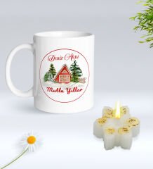 Yılbaşı Hediyesi BK Gift Kişiye Özel Yeni Yıl Tasarımlı Beyaz Kupa Bardak ve Kokulu Kar Tanesi Mum Hediye Seti-13, Sevgiliye Hediye, Arkadaşa Hediye