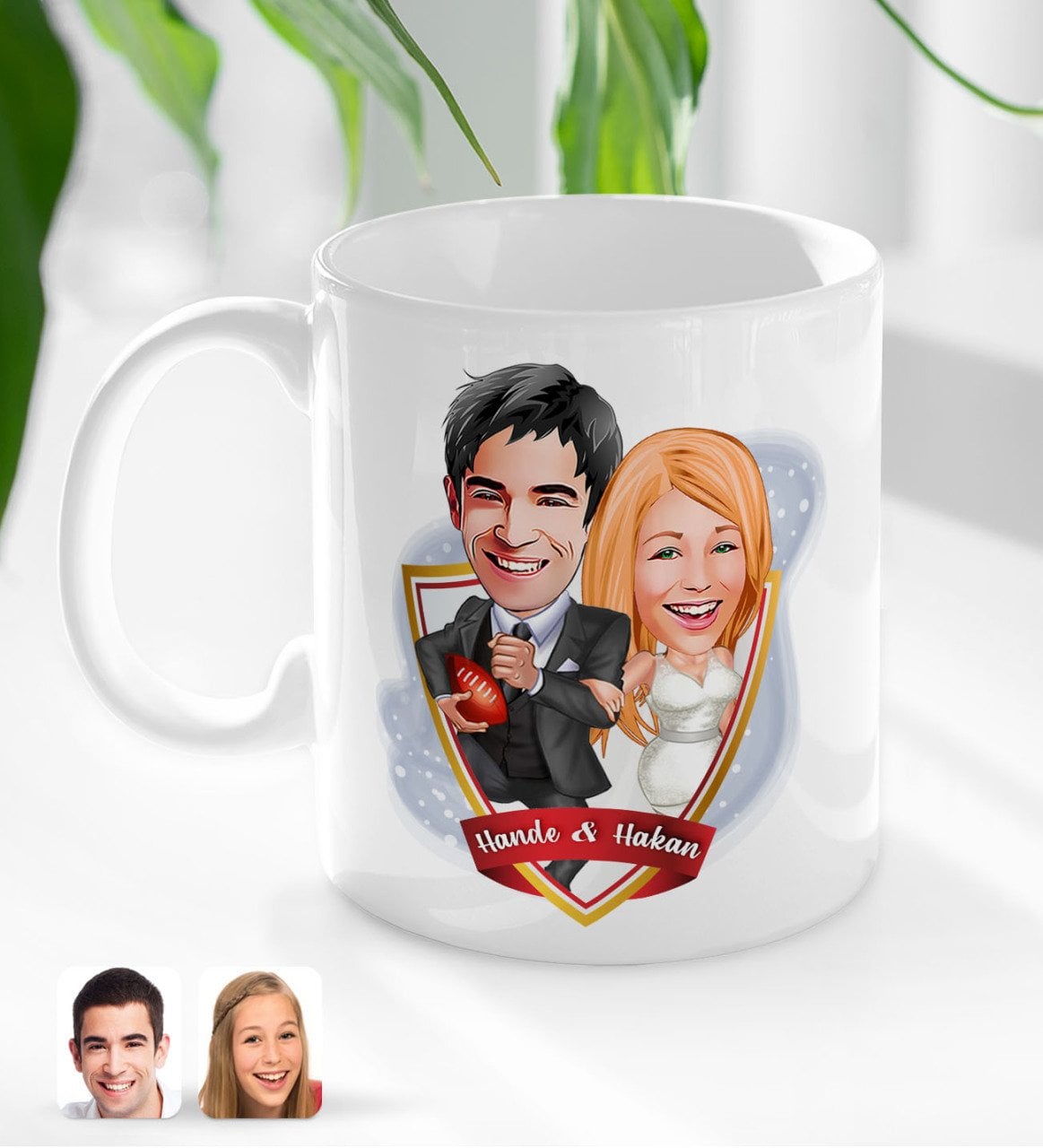 Kişiye Özel İsimli Sevgililer Karikatürlü Beyaz Kupa Bardak-15
