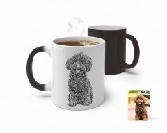 Kişiye Özel Tam Boy Karakalem Köpek Karikatürlü Sihirli Kupa Bardak-1